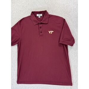 Virginia Tech Hokies Stitched Logo Campus Polo Shirt (Men's Large) Maroon‎